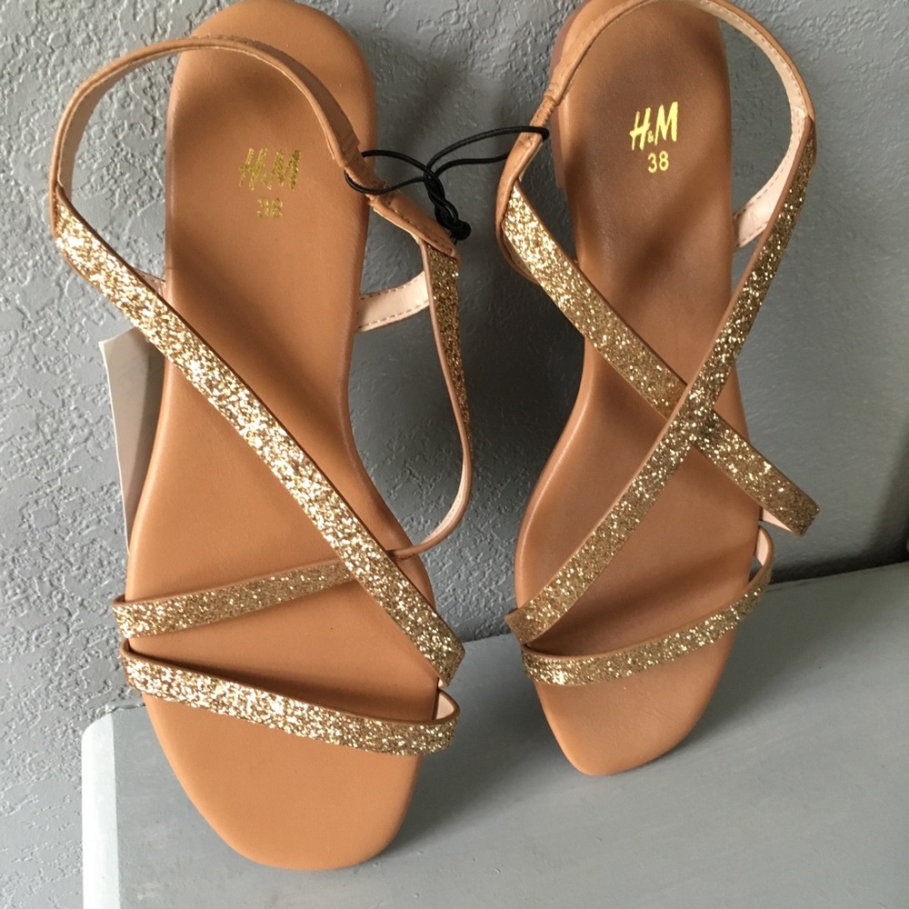 H&M gold glitter sandals